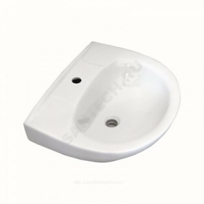 Умывальник подвесной Антей 55 белый УмОв2Ф без перелива Лобненский стройфарфор 10/1/5/1-77