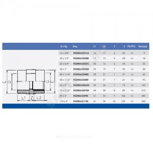 Муфта ПВХ серый под клеевое соед переходная Дн 32х1" Ру16 ВР напорная EFFAST RGRMAG032D