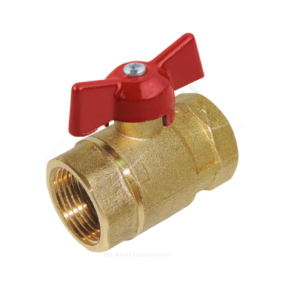 Кран шаровой латунь 11б27п5 Ду 25 Ру16 ВР полнопроходной бабочка Цветлит ZW10109