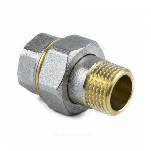 Соединитель латунь никель американка Ду 32 (1 1/4") прямой ВР/НР 9013 ГОСТ 32585-2013 Aquasfera 9013-04