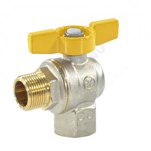 Кран шаровой латунь никель угловой газ R781 Ду 15 Ру5 ВР/НР полнопроходной бабочка Giacomini R781GBX003
