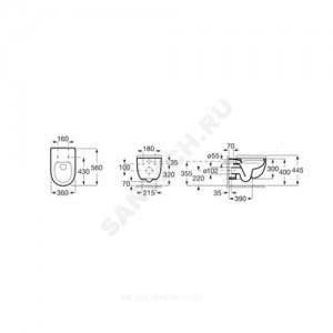 Унитаз подвесной Meridian rimless белый без сиденья Roca 34624L000