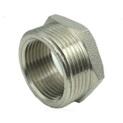 Футорка латунь никель Ду 32х25 (1 1/4"х1") НР/ВР Китай