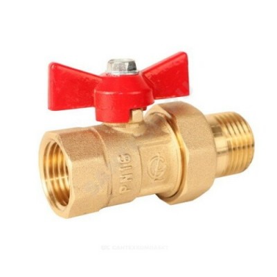 Кран шаровой латунь ПРАКТИК 132 Ду 25 Ру16 ВР/"американка" бабочка ГАЛЛОП 103264