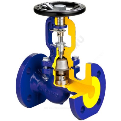 Клапан запорный чугун 234C Ду 20 Ру25 Тмакс=350 оС фл сильфонный Zetkama 234C020D01