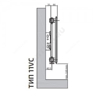 Радиатор стальной панельный Ventil Compact VC тип 11 400х600 Qну=582 Вт ниж/п прав в комплекте кронштейн. встроенный вентиль RAL 9016 (белый) Heaton Plus
