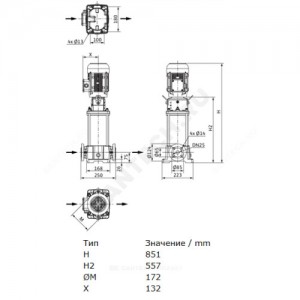 Насос многоступенчатый вертикальный HELIX FIRST V 411-5/25/E/S/400-50 PN25 3х400В/50 Гц Wilo 4201102