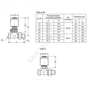Привод термоэлектрический TWA-K норм/закрыт 230В гайка М30х1,5 Danfoss 088H3142