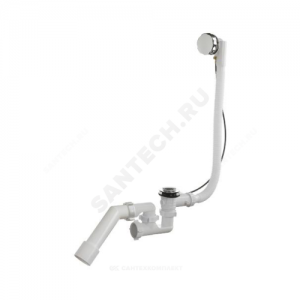 Слив-перелив для ванны регулируемый полуавтоматический (тросик) 1 1/2"x40 с переходной трубкой 45гр. 40/50 слив клапан, пробка D=45мм Орио А-27087