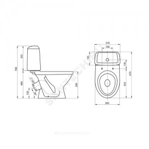 Унитаз-компакт Соната декор беж нижний подвод косой выпуск 1/реж полипропилен Santeri 1.P201.2.S07.00B.F