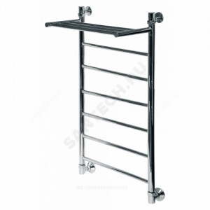 Полотенцесушитель водяной нерж сталь Лесенка Ду 25 (1") НР с полочкой 400х400мм 2П нижнее подключение в/к соединитель (1"х3/4") Классик Элит-Металл В-37-01