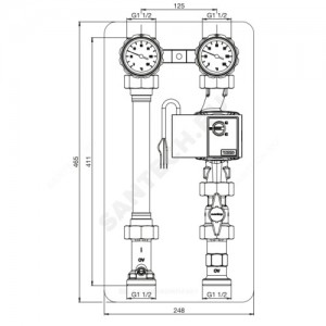 Группа насосная Regumat S-180 Ду 25 правая без смешения без насоса Oventrop 1357070