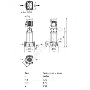 Насос многоступенчатый вертикальный HELIX FIRST V 611-5/25/E/S/400-50 PN16 3х400В/50 Гц Wilo 4201154