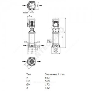 Насос многоступенчатый вертикальный HELIX FIRST V 608-5/16/E/S/400-50 PN16 3х400В/50 Гц Wilo 4201143