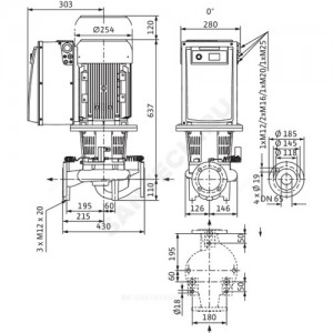 Насос ин-лайн с сухим ротором IL-E 65/150-5,5/2 PN16 3х400В/50 Гц с датчиком перепада давления Wilo 2159319