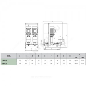 Установка повышения давления 2NKV IKR 20/2 T400/50 2,2 FF DRU DNA100 DAB по запросу