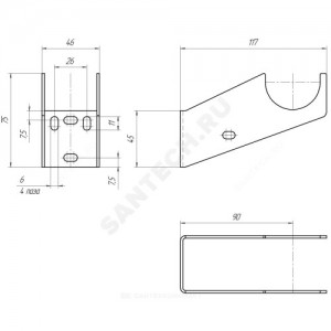 Кронштейн настенный L=90мм для трубчатых радиаторов в/к дюбели и шурупы КЗТО РСК 90