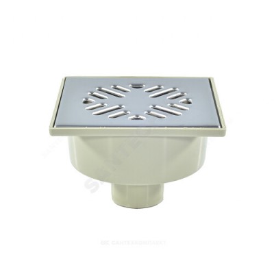 Трап нерегулируемый с поплавковым "сухим" затвором Дн 50 с нержавеющей решёткой 150х150мм вертикальный выпуск Татполимер ТП-102.50-150VSDs