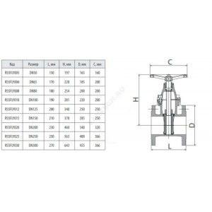 Задвижка чугун R55FLY МЗВГ обрезиненный клин Ду 250 Ру16 фл Giacomini R55FLY025