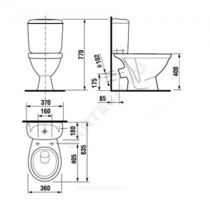 Унитаз-компакт Lyra белый нижний подвод косой выпуск 2/реж без сиденья Jika 8.2423.4.000.242.9