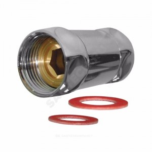 Соединитель для полотенцесушителя латунь Ду 25 (1") нак/гайка прямой хром 0003-05