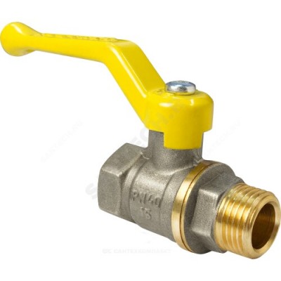 Кран шаровой латунь никель газ 11Б27фтМ Ду 40 Ру25 ВР/НР полнопроходной рычаг VALFEX VF.272.NR3.112