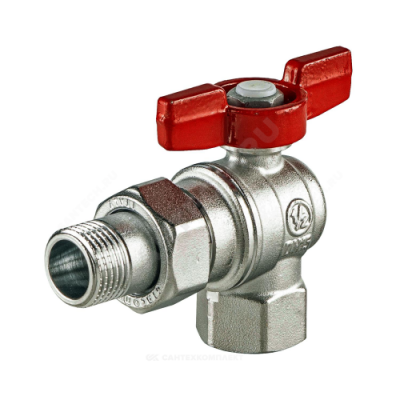 Кран шаровой латунь хром угловой R789 Ду 25 Ру16 ВР/"американка" полнопроходной бабочка Giacomini R789X007