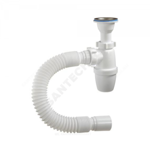 Сифон для умывальника бутылочный - 1 1/4"x40 с гофрой 40х40 литой выпуск с нержавеющей решёткой D=63мм Орио А-32088