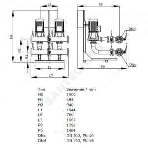 Установка пожаротушения CO-2 BL100/315-22/4/SK-FFS-D-R Wilo 2898479