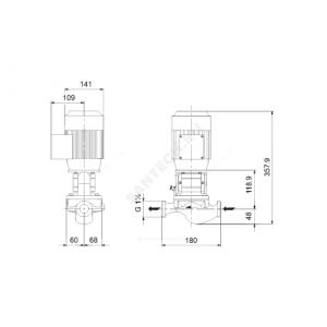 Насос ин-лайн с сухим ротором TP 25-90/2-A-O-A-BQQE PN10 3х220-240/380-415В/50 Гц Grundfos 98282133