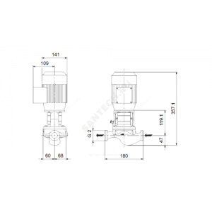 Насос ин-лайн с сухим ротором TP 32-90/2-A-O-A-BQQE PN10 3х220-240/380-415В/50 Гц Grundfos 98346582