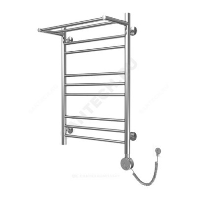 Полотенцесушитель электрический нерж сталь Лесенка с полочкой 600х800мм 11П ТЭН справа Элит-Классик Элит-Металл Э-35-14