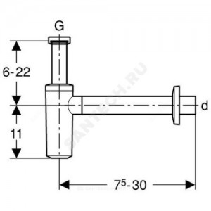 Сифон для умывальника бутылочный 1 1/4" с прямой трубкой 32мм без выпуска Geberit 151.034.11.1