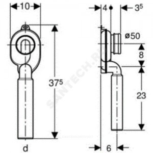 Сифон для писсуара DN50 с выходом 50мм вертикальный выпуск Geberit 152.951.11.1