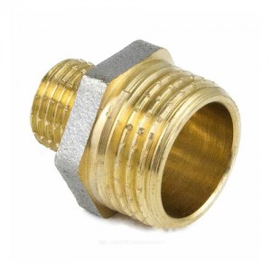 Ниппель латунь никель переходной Ду 15х10 (1/2"х3/8") НР 9023 ГОСТ 32585-2013 Aquasfera 9023-02