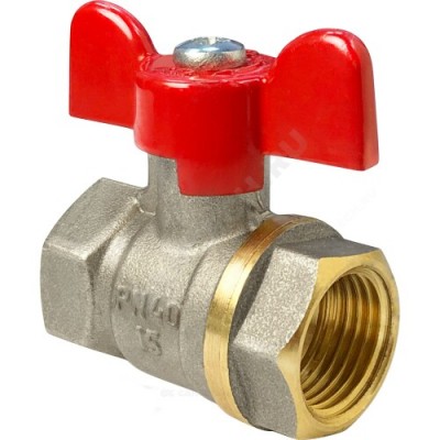 Кран шаровой латунь никель 11Б27фт1М Ду 32 Ру40 ВР полнопроходной бабочка VALFEX VF.217.NB1.114