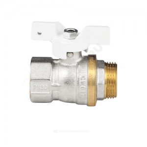 Кран шаровой латунь никель 1104 Standard Ду 15 Ру40 ВР/НР полнопроходной бабочка Aquasfera 1104-01