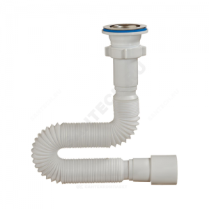 Сифон для умывальника/мойки гофрированный 1 1/2"x40/50 L=1250мм выпуск с нержавеющей решёткой D=70мм Орио А-3013