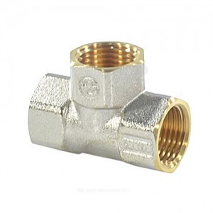 Тройник латунь никель Ду 32 (1 1/4") ВР/ВР 9007 ГОСТ 32585-2013 Aquasfera 9007-04