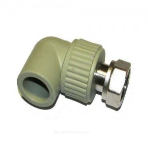 Угольник PP-R комбинированный серый с накидной гайкой Дн 20х3/4" VALFEX 10138120Г