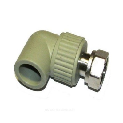 Угольник PP-R комбинированный серый с накидной гайкой Дн 20х3/4" VALFEX 10138120Г