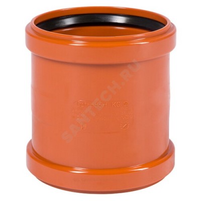 Муфта НПВХ двухраструбная коричневая Дн 160 б/нап соединительная в/к KGMM Ostendorf 222510