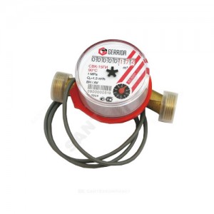 Счётчик г/в и х/в крыльчатый одноструйный Ду 15 Ру16 90С L=110мм резьба импульсный Б/К СВК-(И) GERRIDA