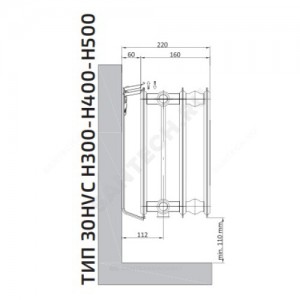 Радиатор стальной панельный Hygiene Ventil Compact HVC тип 30 400х1400 Qну=2344 Вт ниж/п прав в комплекте кронштейн. встроенный вентиль, гигиенический RAL 9016 (белый) Heaton Plus