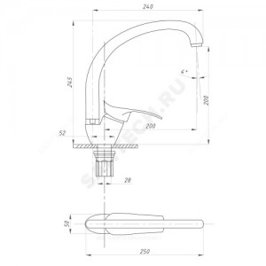Смеситель для кухонной мойки серия КОМПЛЕКТАЦИЯ ПСМ 104-3 одноручный Профсан PSM-104-3