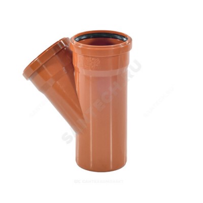 Тройник НПВХ с раструбом коричневый Дн 400х315х45гр б/нап в/к KGEA Ostendorf 226310