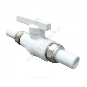 Кран PP-R шаровой белый с двусторонним разъемным соединением Дн 20 полнопроходной VALFEX 20246020