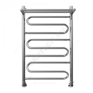 Полотенцесушитель водяной нерж сталь Лесенка Ду 25 (1") НР с полочкой 400х400мм нижнее подключение в/к соединитель (1"х3/4") Ручей Элит-Металл В-21-01