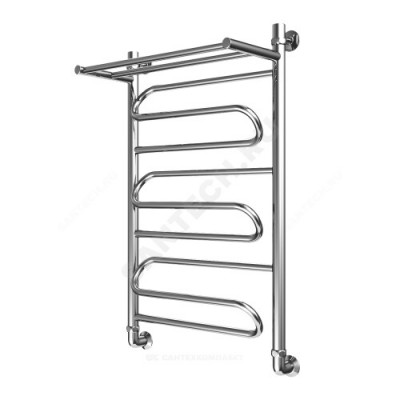 Полотенцесушитель водяной нерж сталь Лесенка Ду 25 (1") НР с полочкой 400х800мм нижнее подключение в/к соединитель (1"х3/4") Ручей Элит-Металл В-21-05