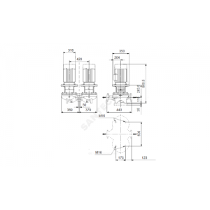 Насос ин-лайн с сухим ротором TPD 50-710/2 A-F-A-BQQE PN16 сдвоенный 3х380-415В/50 Гц Grundfos 96087255